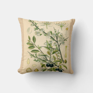 Antique Blackthorn Botanische Print Blume Berry Kissen