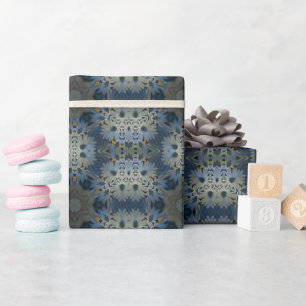 Antique Blue Daisy Floral Geschenkpapier