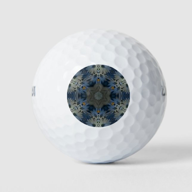Antique Blue Daisy Floral Golfball (Vorderseite)