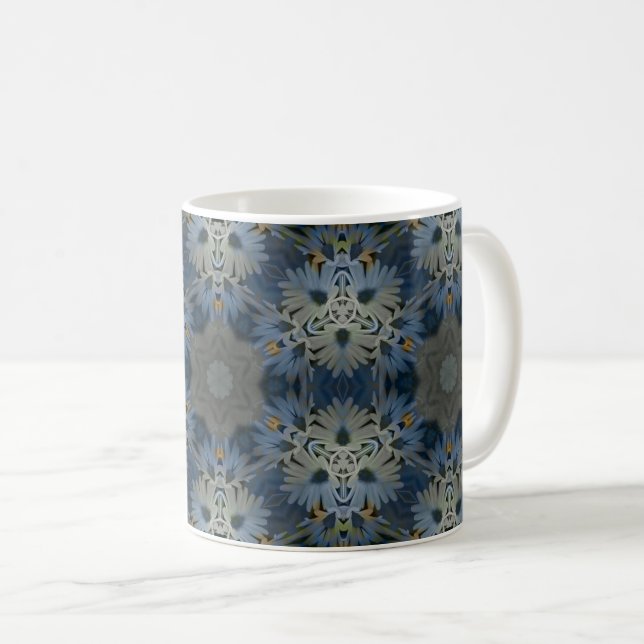 Antique Blue Daisy Floral Kaffeetasse (VorderseiteRechts)