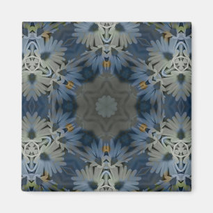 Antique Blue Daisy Floral Magnet