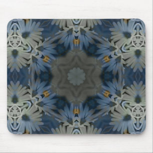 Antique Blue Daisy Floral Mousepad