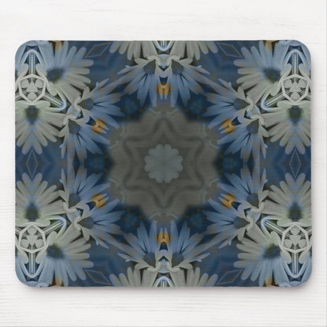 Antique Blue Daisy Floral Mousepad (Vorne)