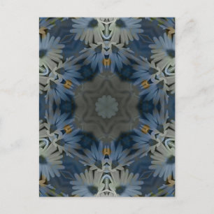 Antique Blue Daisy Floral Postkarte