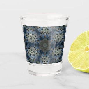 Antique Blue Daisy Floral Schnapsglas