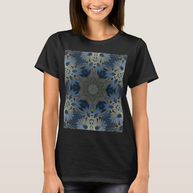Antique Blue Daisy Floral T-Shirt (Vorderseite)
