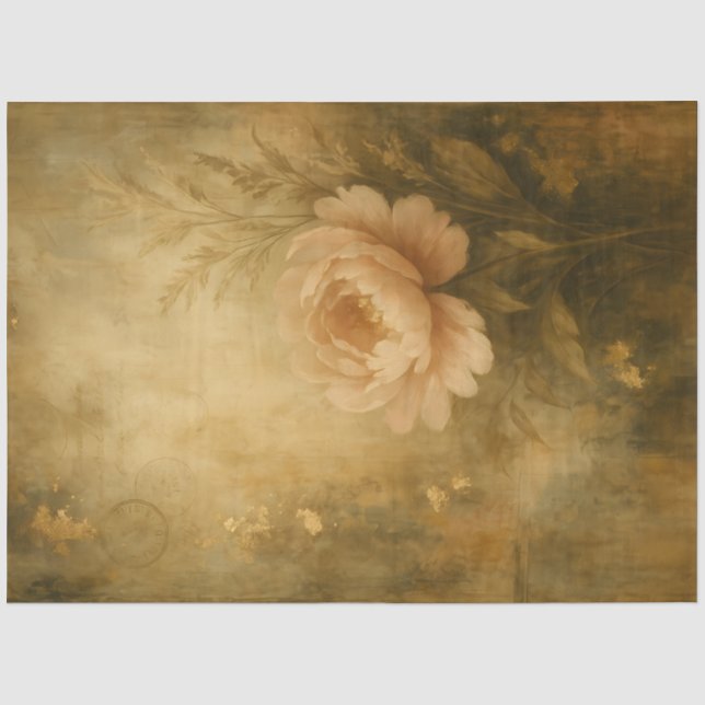 Antique Blush Peony – Floral Background Decoupage Seidenpapier (Vorderseite)