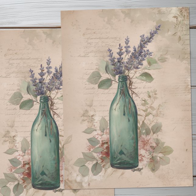 Antique Botanical Lavender  Seidenpapier (Vintage French Lavender Tissue Paper)