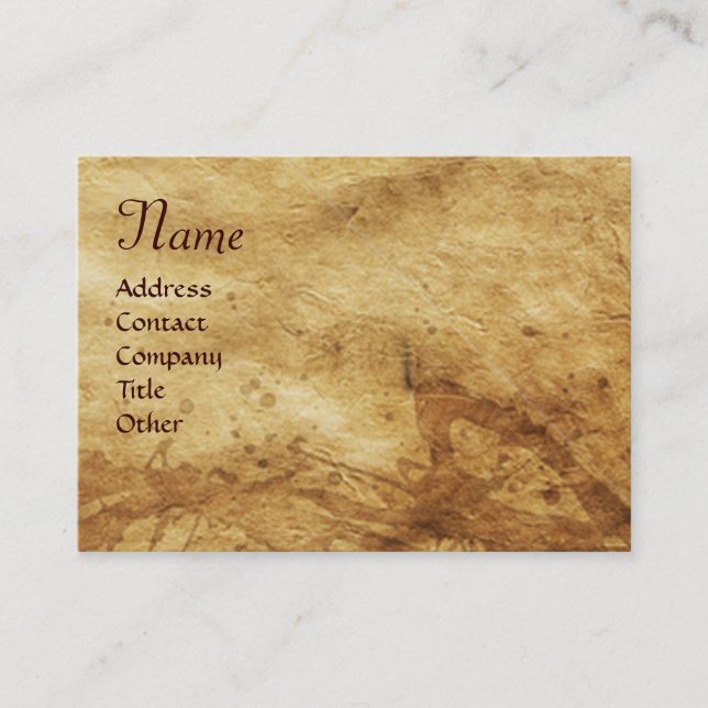 ANTIQUE BROWN PARCHMENT Monogramm Visitenkarte (Vorderseite)