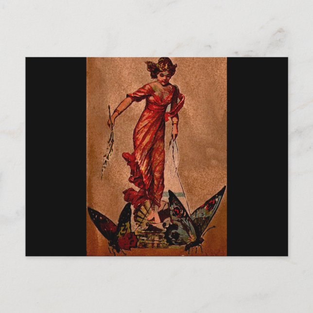 Antique Butterfly Fairy Postkarte (Vorderseite)