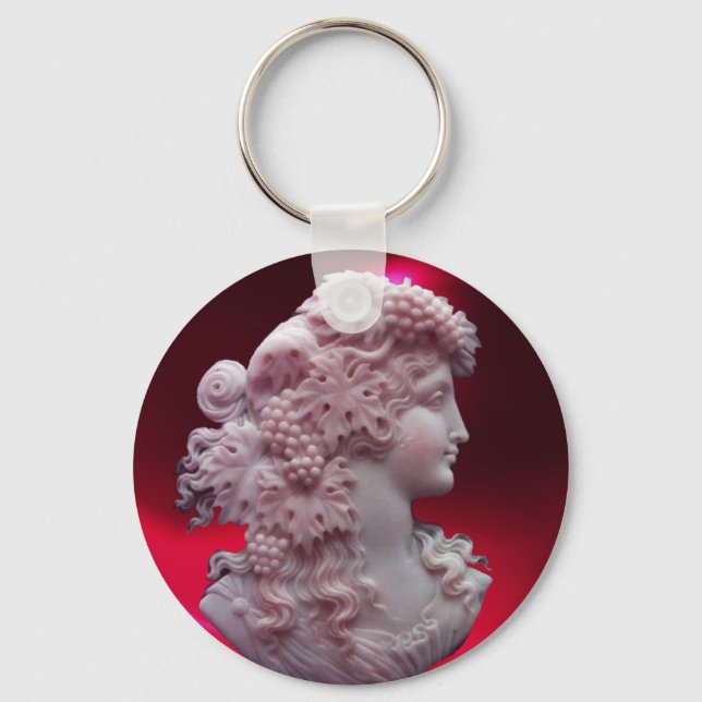 ANTIQUE CAMEO, LADY MIT GRABEN UND GRAPEVINEN SCHLÜSSELANHÄNGER (Vorderseite)