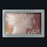 Antique Cameo Rechteckige Gürtelschnalle<br><div class="desc">Romantische antike Kamera - Bild einer hübschen Viktorianischen Lady - filigranes Detail.</div>