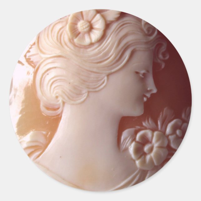 Antique Cameo Runder Aufkleber (Vorderseite)