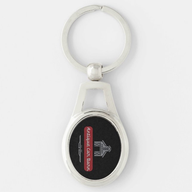 Antique Car Barn Keychain - Oval Schlüsselanhänger (Vorderseite)