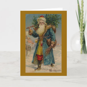 Antique carte de Noël illustrée Père Noël