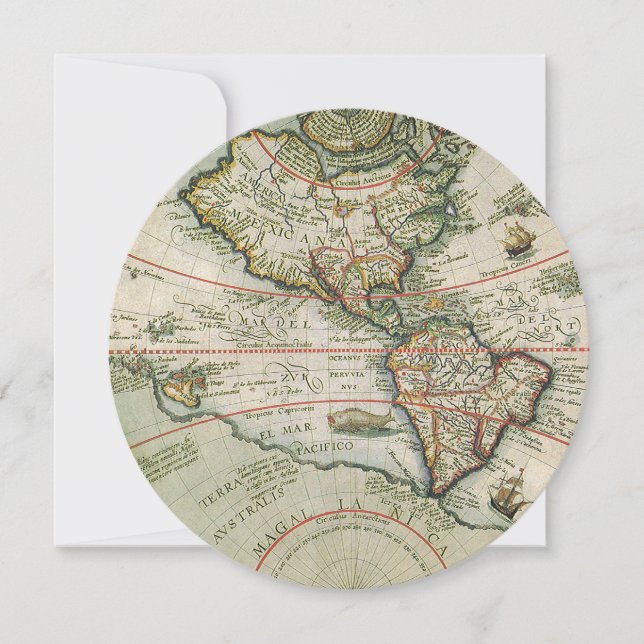 Antique carte du Vieux Monde des Amériques, Theodo (Devant)