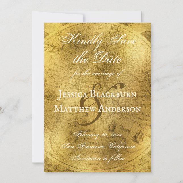 Antique Carte Faux Gold Foil Script personnalisabl (Devant)