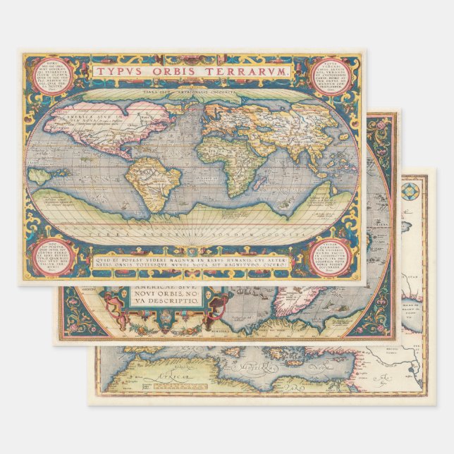Antique carte Poids lourd Papier de découpage (Lot)