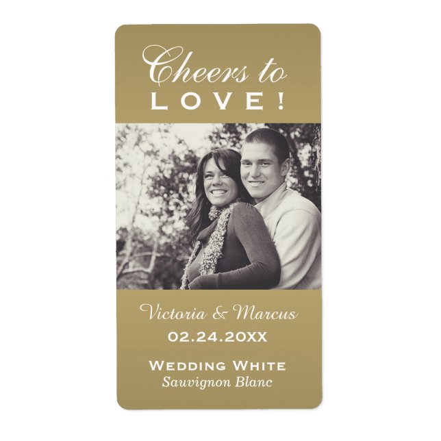 Antique Chef to Liebe Hochzeit Foto Weinflasche (Vorne)