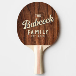 Antique Cherry Wood Retro Family Name & Year Tischtennis Schläger