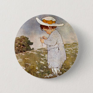 Antique Child Picking - Blume Button