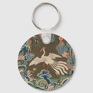 Antique chinese bird artwork tapestry phoenix schlüsselanhänger