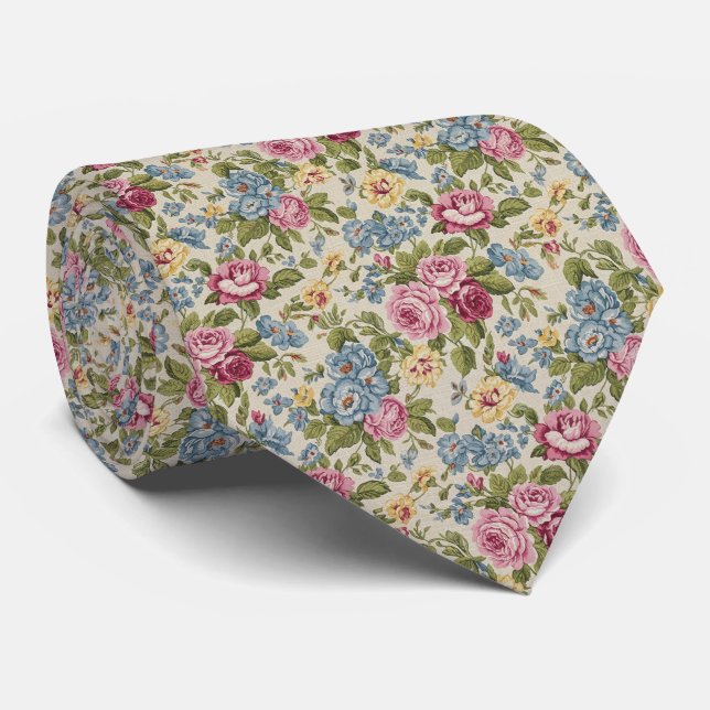 Antique Chintz Floral Pattern Krawatte (Gerollt)