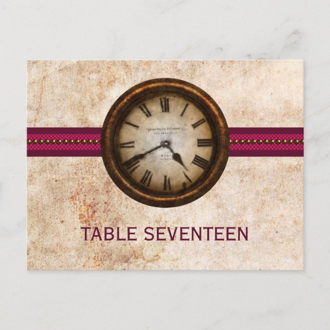Antique Clock Tischnummer Postcard, Fuchsia (Vorderseite)