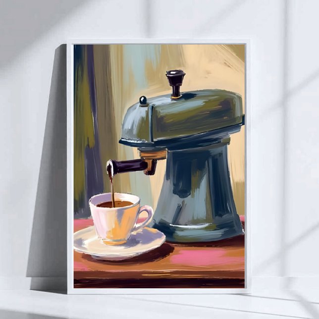 Antique Coffee Machine Latte Watercolor Poster (Von Creator hochgeladen)