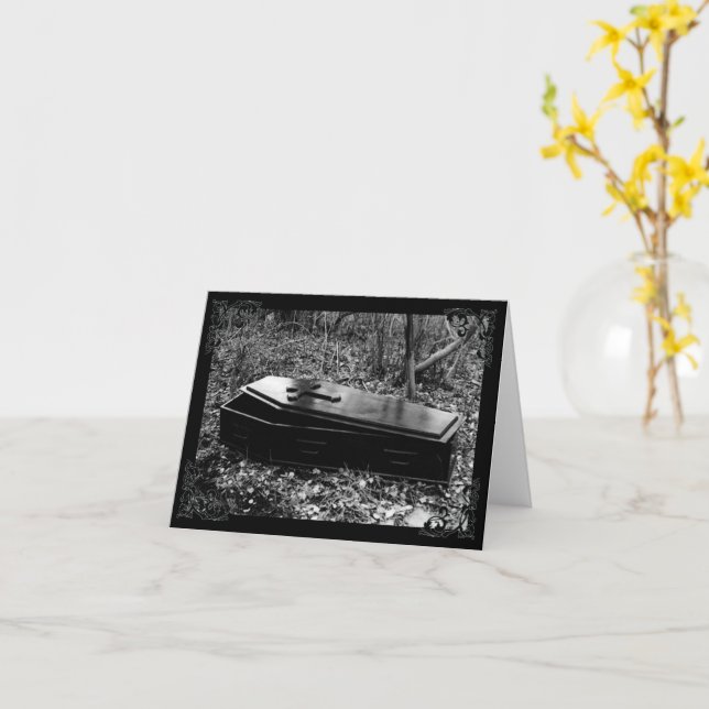 Antique Coffin gothique Victorien Carte à Note (Fleur jaune)