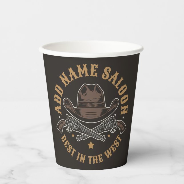 Antique Cowboy Guns ADNAME Old Wild West Saloon Pappbecher (Vorderseite)