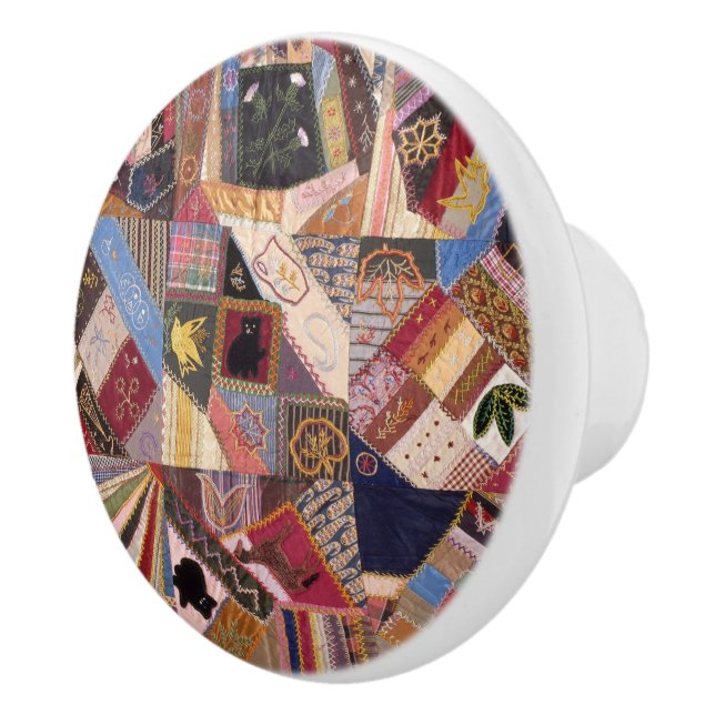 Antique Crazy Quilt Pattern - Kunstaurant Keramikknauf (Rechts)