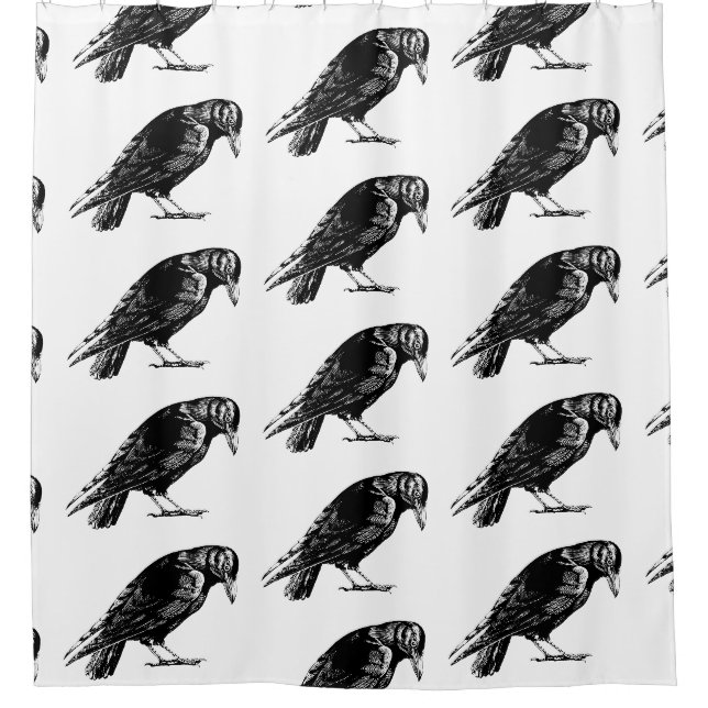 Antique Crow Blackbird RavenTotebag Duschvorhang (Vorderseite)