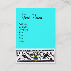 ANTIQUE DEKOR,TIERE, SAPPHIRE MONOGRAM Aqua Blue Visitenkarte