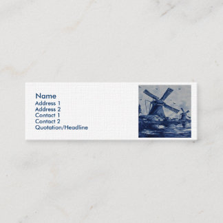 Antique Delft Blue Tile - Windmühlen am Wasser Mini Visitenkarte