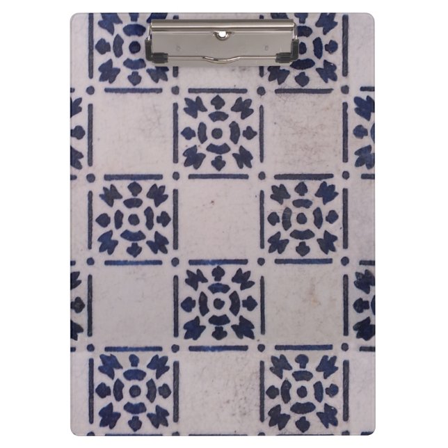 Antique Delft Tile Blue: Klassisches niederländisc Klemmbrett (Vorderseite)