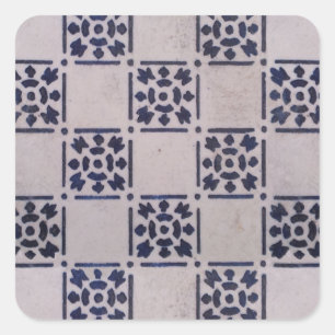 Antique Delft Tile Blue: Klassisches niederländisc Quadratischer Aufkleber