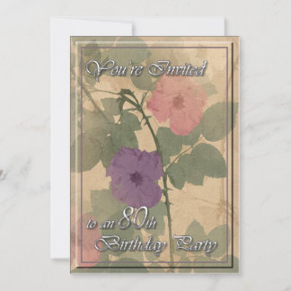 Antique Dusty Rose 80 Geburtstag Einladung