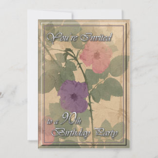 Antique Dusty Rose 90 Geburtstag Einladung