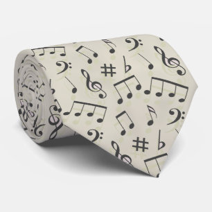 Antique Earthy Hues Shades Beige Musical Note Krawatte