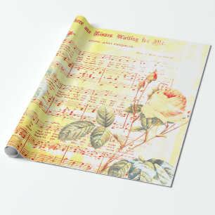Antique Elegante Vintage Rose Musikblatt Geschenkpapier