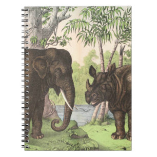 Antique Elephant Rhino - Dschungeldruckerei Notizblock