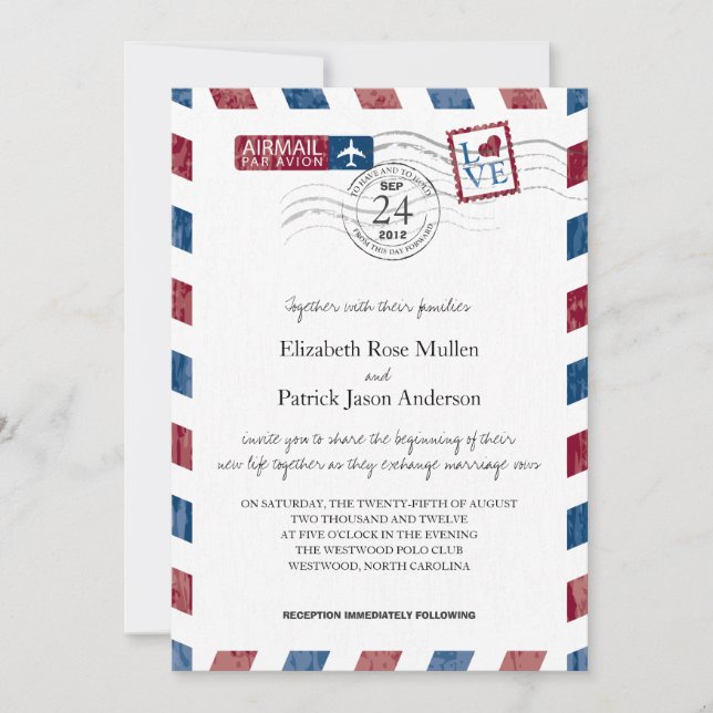 Antique Faire-part de mariage Airmail (Devant)