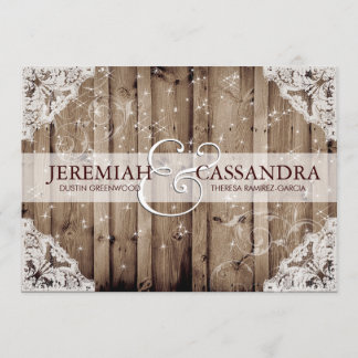 Antique Faire-part de mariage de dentelle blanche 