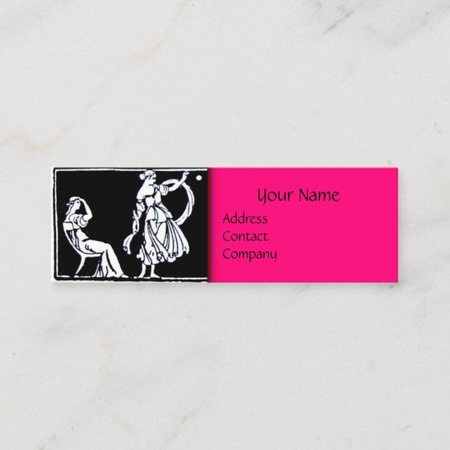 ANTIQUE FASHION BOUTIQUE Schwarz-weißes Hot Pink Mini Visitenkarte (Vorderseite)