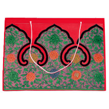 ANTIQUE FLORAL CHINESE PATTER IN RED GIFT BAG