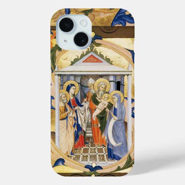 ANTIQUE FLORAL NATIVITY CHRISTMAS PARCHMENT iPhone 15 HÜLLE (Rückseite)