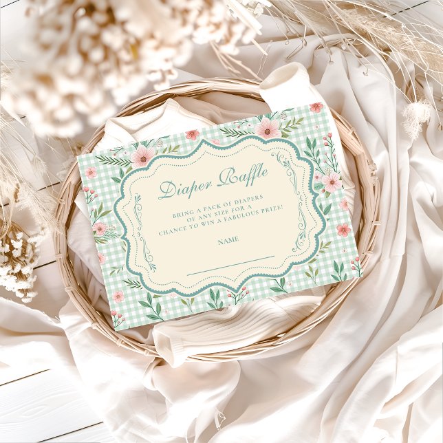 . Antique Floral Scalloped Diapper Raffle Begleitkarte (Von Creator hochgeladen)