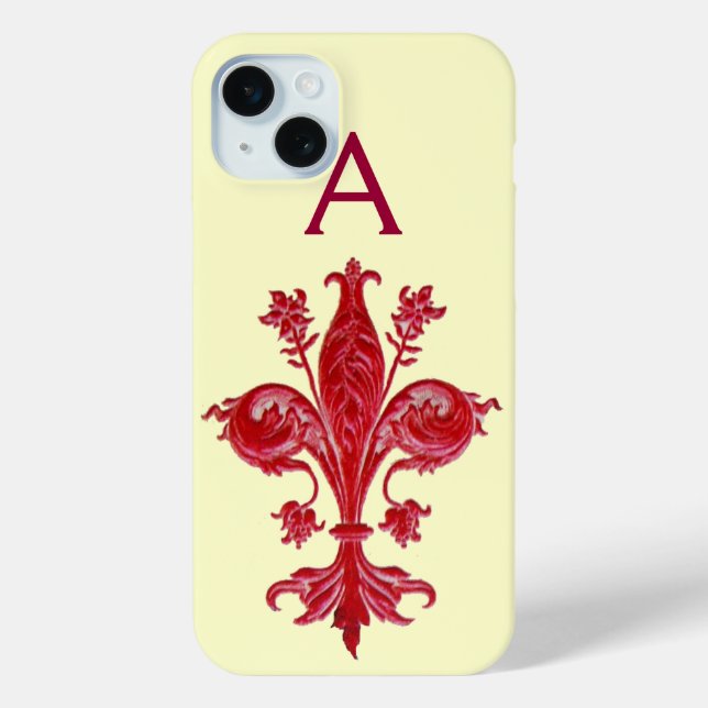 ANTIQUE FLORENTIN-ROTE LEINE, LILIE, Monogramm Case-Mate iPhone Hülle (Rückseite)