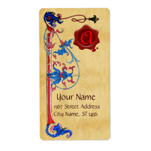 ANTIQUE FLORENTINE PARCHMENT ROTE WAX SIEGEL MONOG